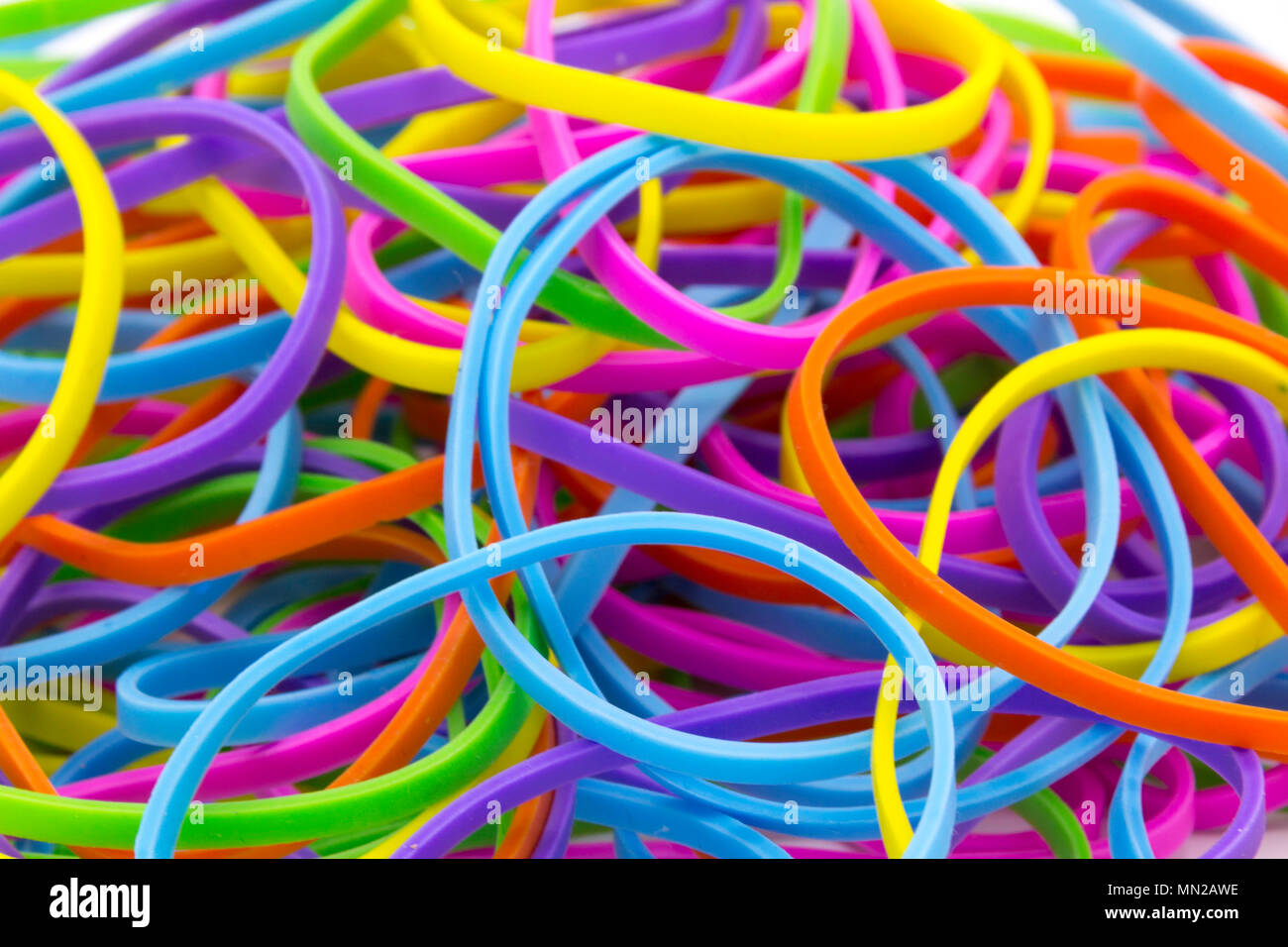 Colorful neon elastic / rubber bands Stock Photo Alamy