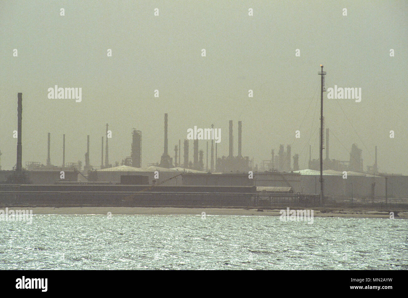 Mina Al Ahmadi Refinery and oil exporting terminal, 45 km south of Kuwait City is the main