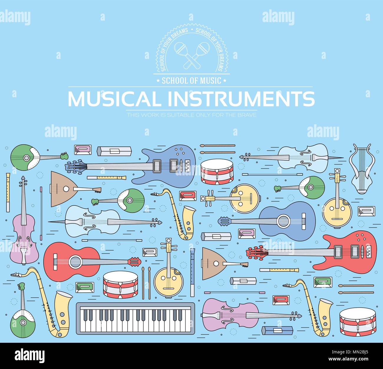 Music instruments on modern wall concept. Icons design for your product ...