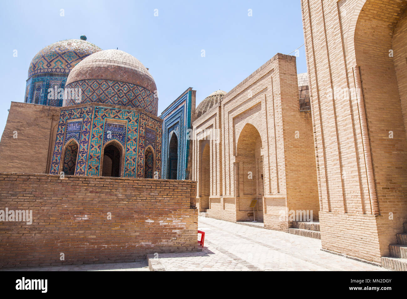 Historical holy cemetery of Shahi Zinda in Samarkand, Uzbekistan. Stock Photo