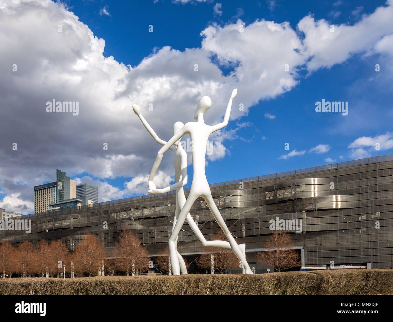 'Dancers' sculpture by Jonathan Borofsky, Denver, Colorado, USA. Stock Photo