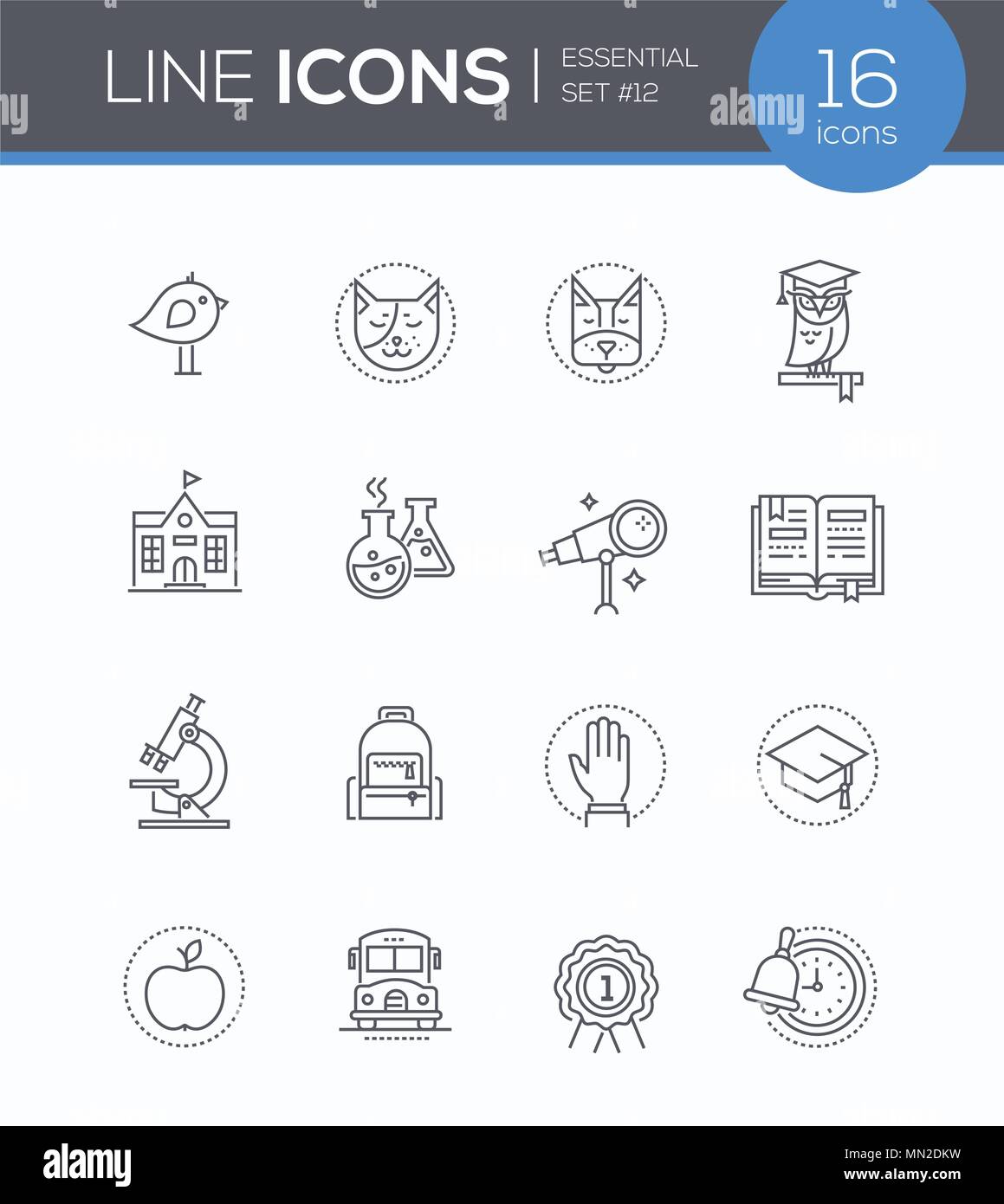 School concepts - modern line design style icons set Stock Vector Image ...