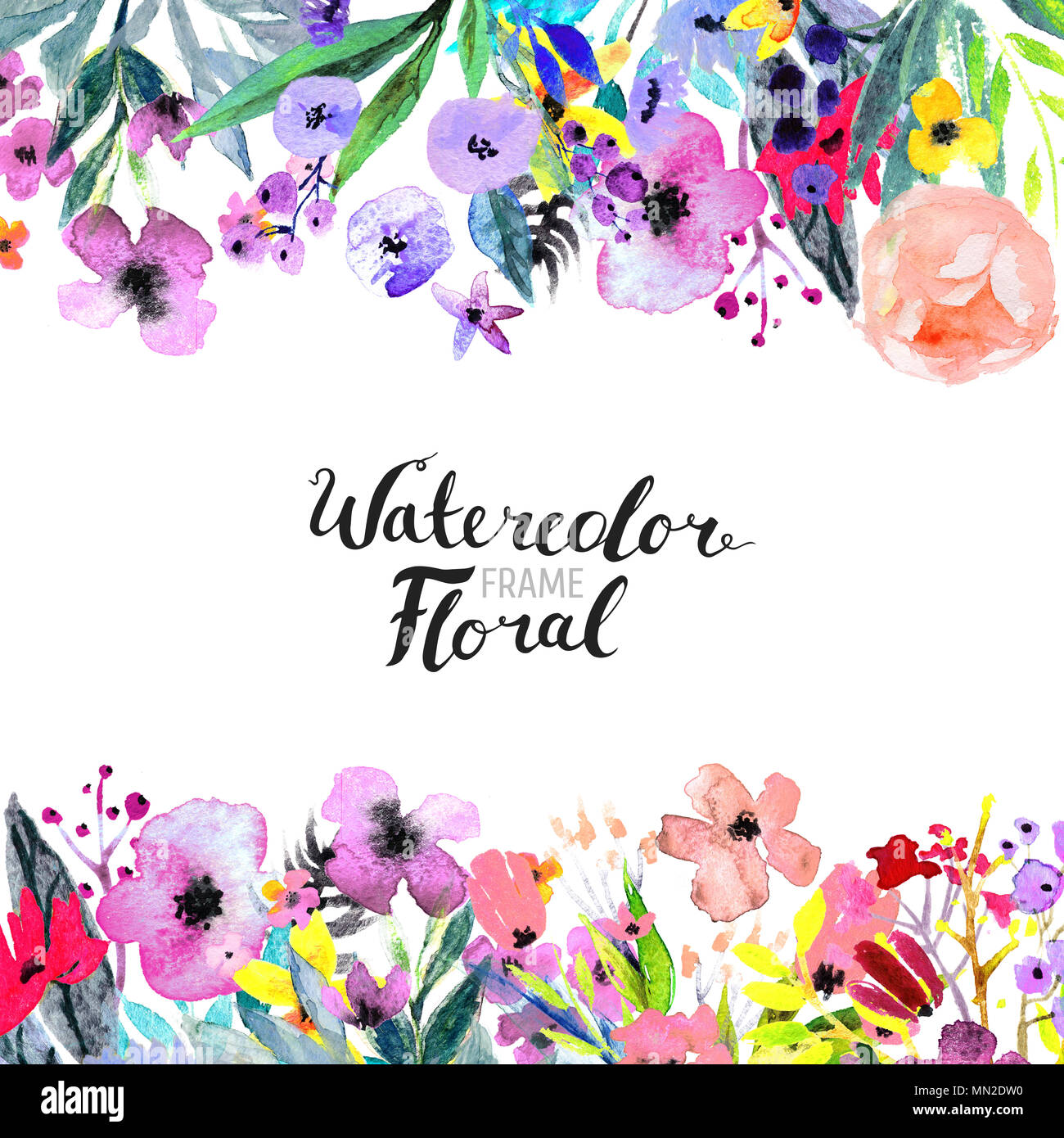 Watercolor flower border Stock Photo Alamy Watercolor flower border Stock Photo Alamy
