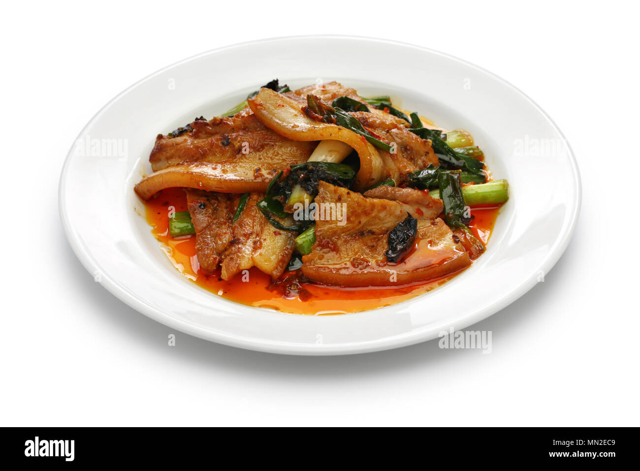 Traditional Twice Cooked Pork Sichuan Style Chinese Dish Isolated On White Background Stock Photo Alamy