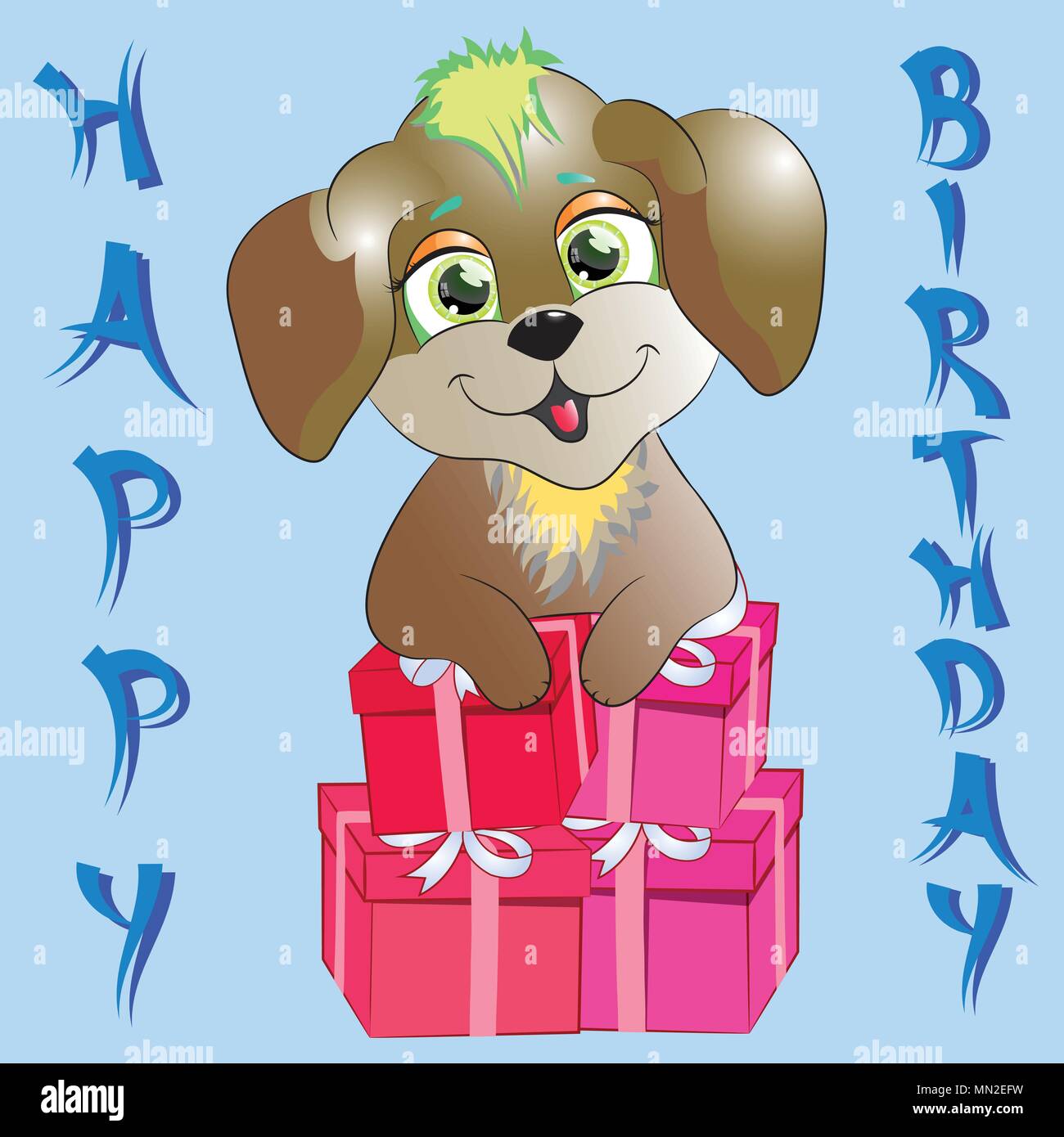 happy birthday card with dog Stock Vector Image & Art - Alamy