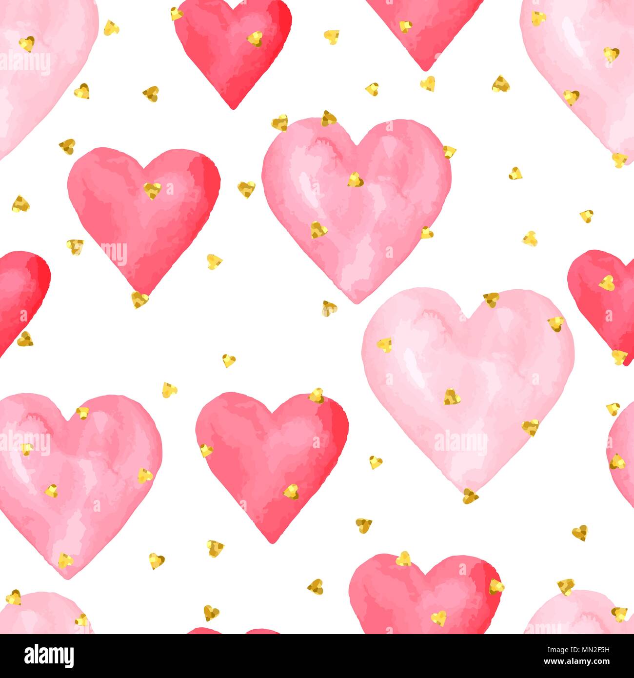 Watercolor hearts pattern Stock Vector Images - Alamy
