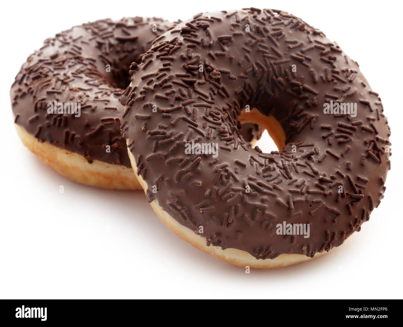 Chocolate donuts isolated over white background Stock Photo - Alamy
