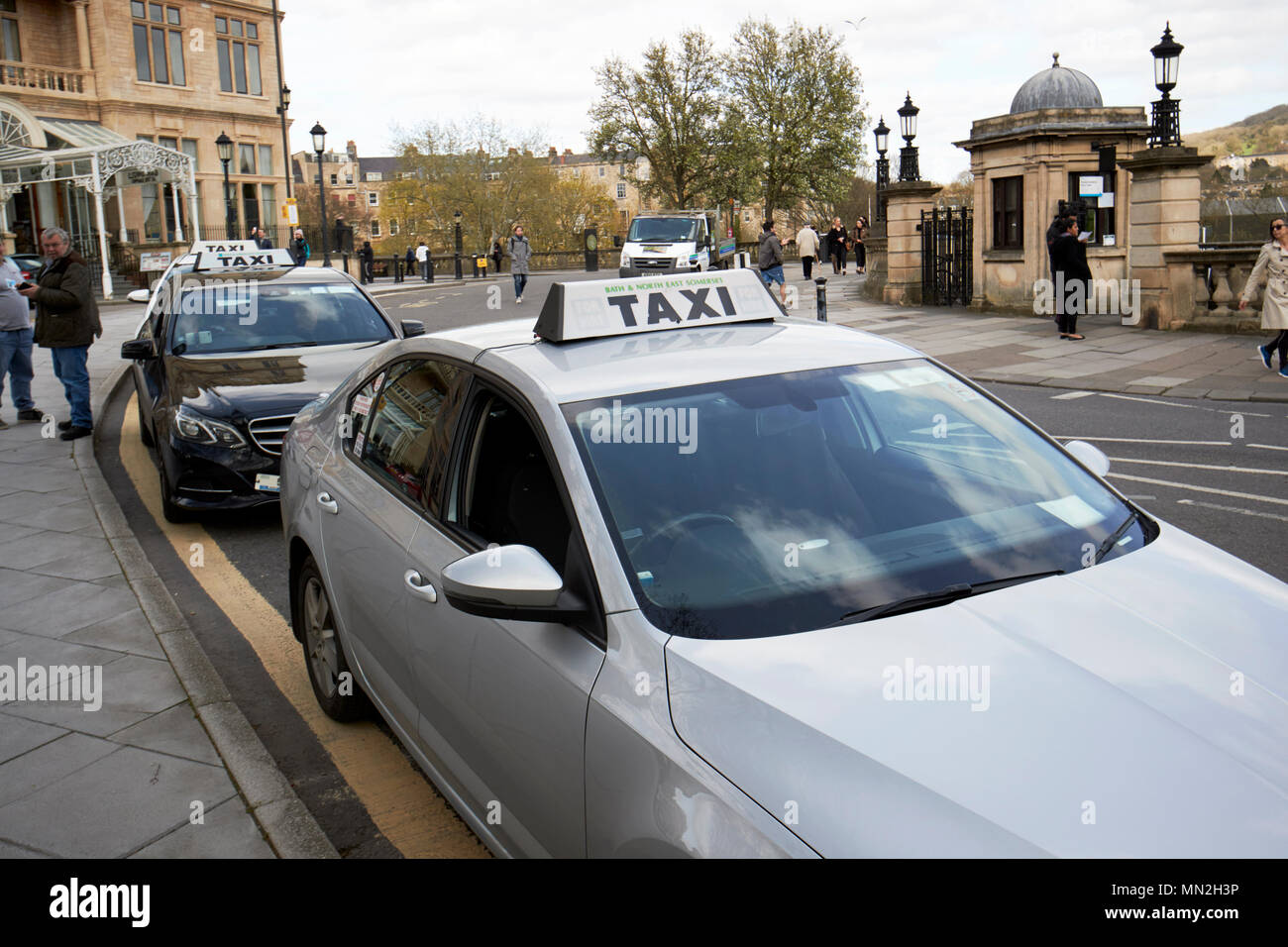 Bath and North East Somerset taxi cab rank on grand parade orange grove