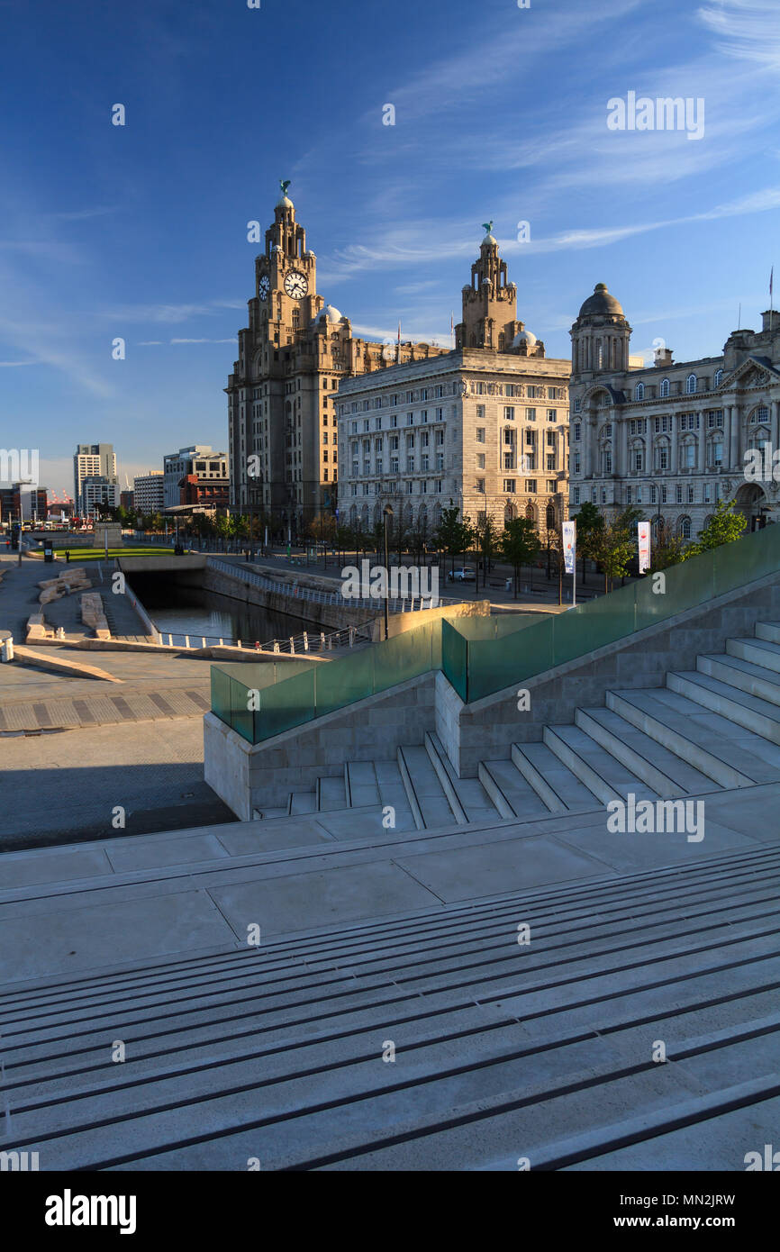 Liverpool waterfront and Live Building, England Stock Photo