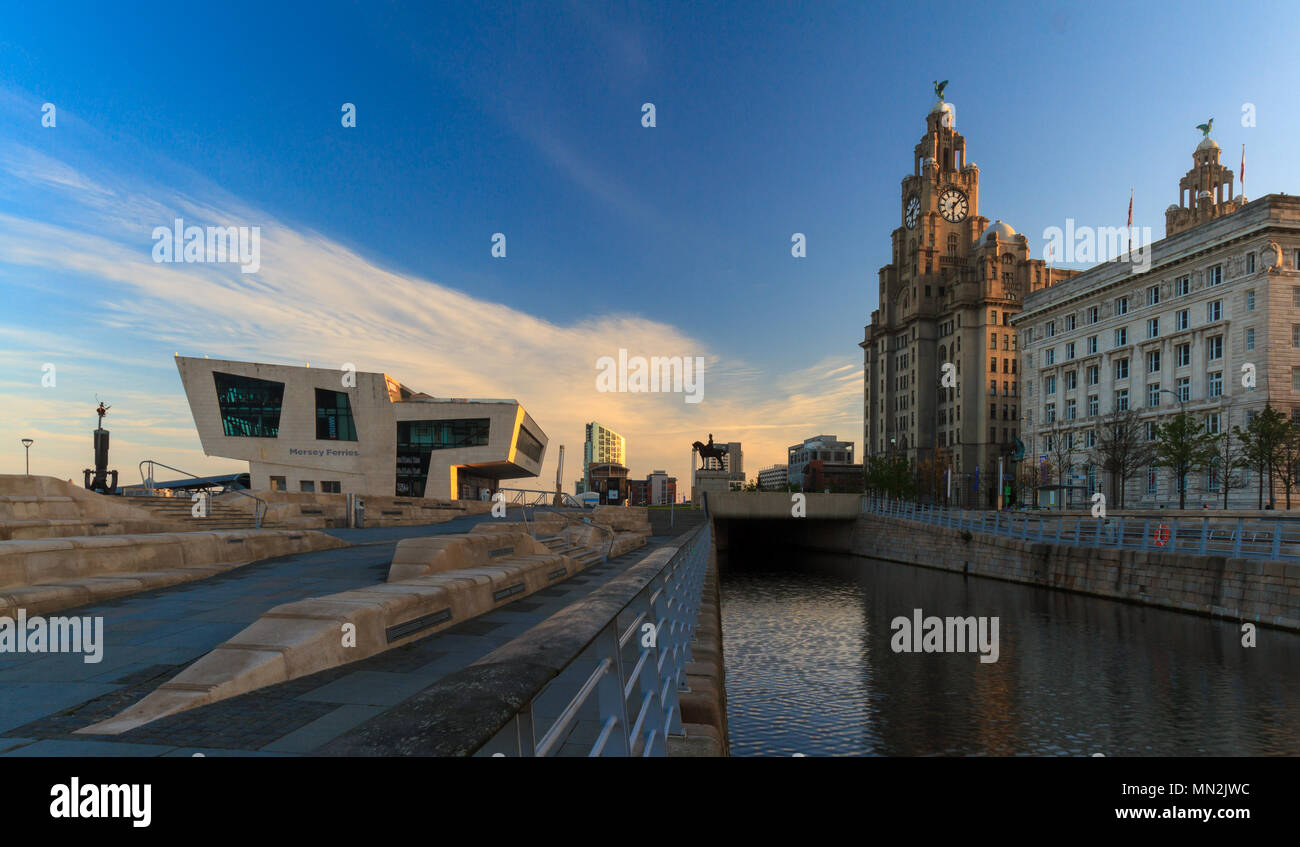 Liverpool waterfront and Live Building, England Stock Photo
