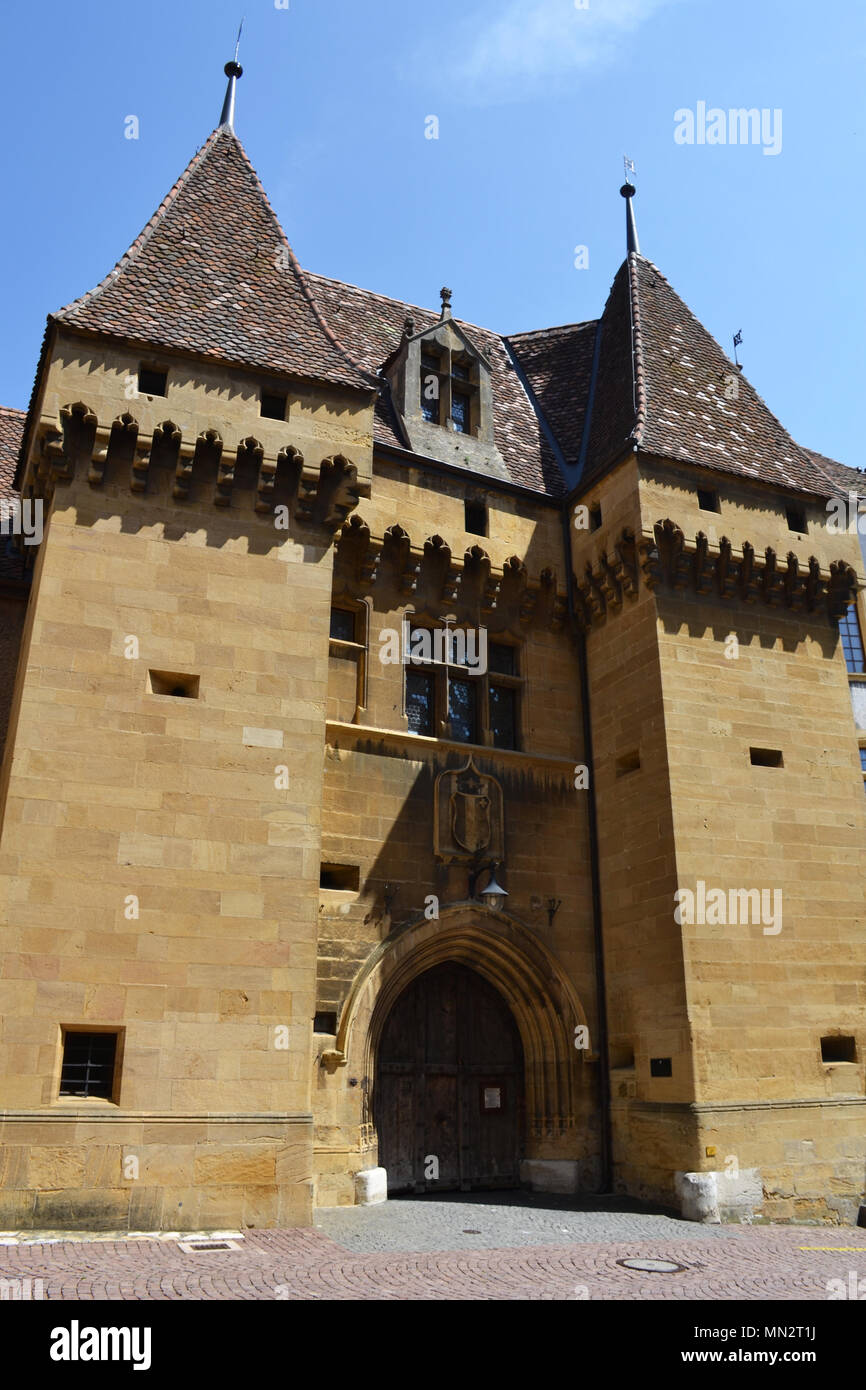 Gates of the Neuchatel Castle, Switzerland Stock Photo Alamy