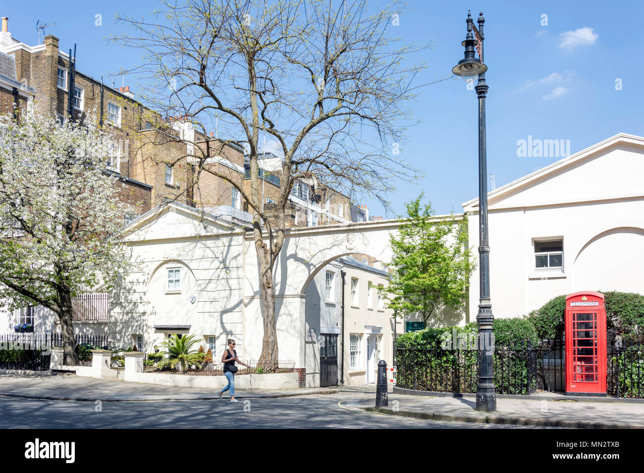 Entrance to Eccleston Mews from Belgrave Place, Belgravia, City of Westminster, Greater London, England, United Kingdom Stock Photo