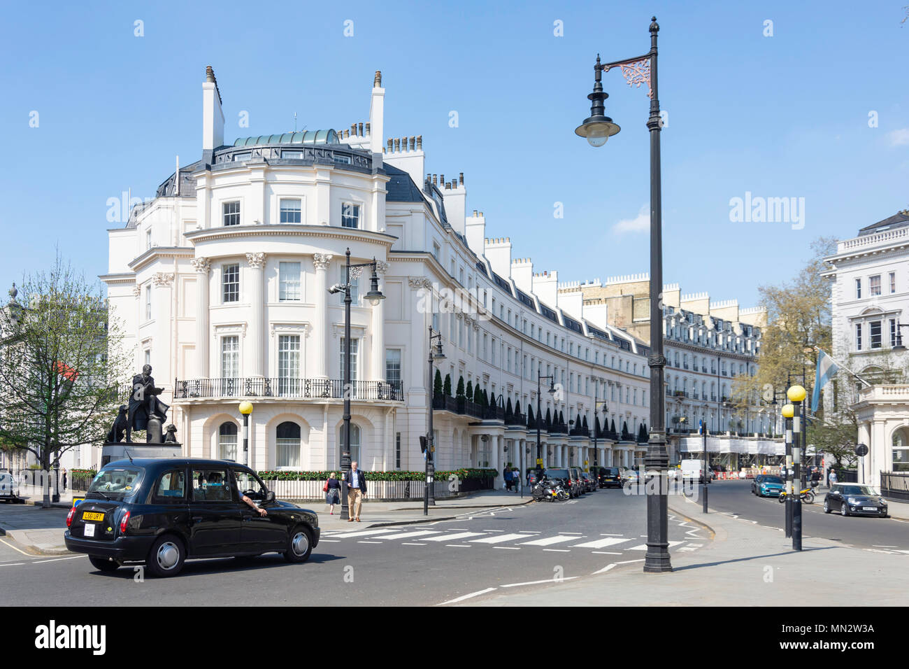 Belgrave Crescent from Belgrave Square, Belgravia, City of Westminster