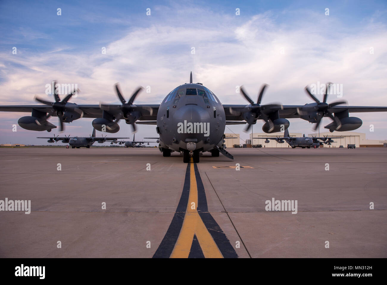 An MC130J Commando II prepares to take off from Cannon Air Force Base