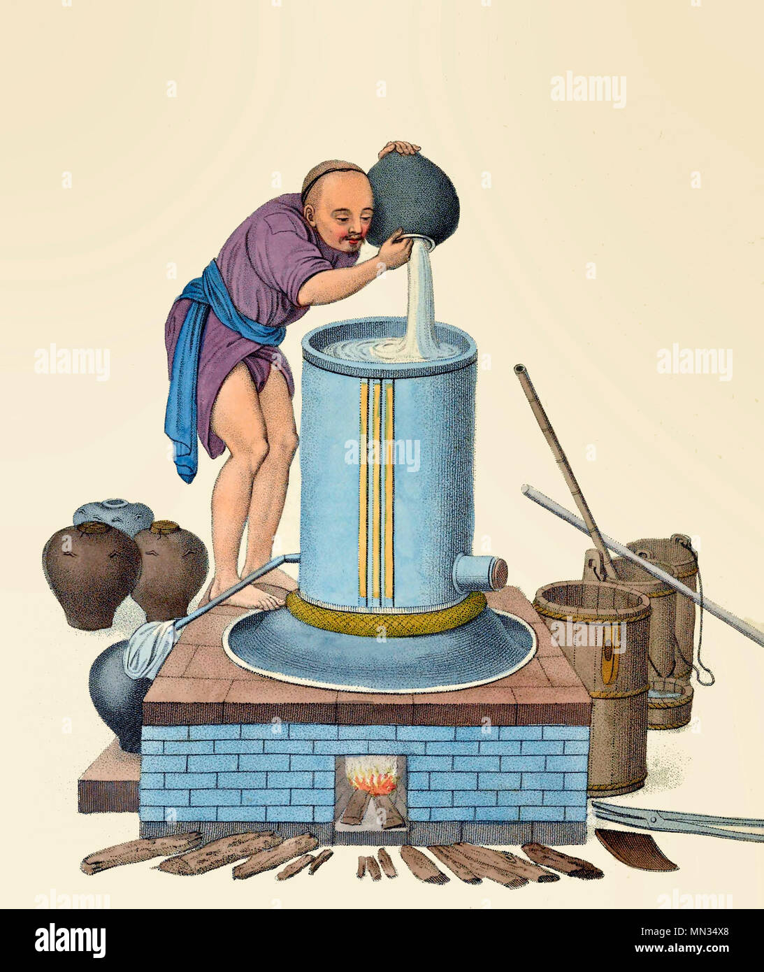 A Distiller in China, circa 1800 Stock Photo