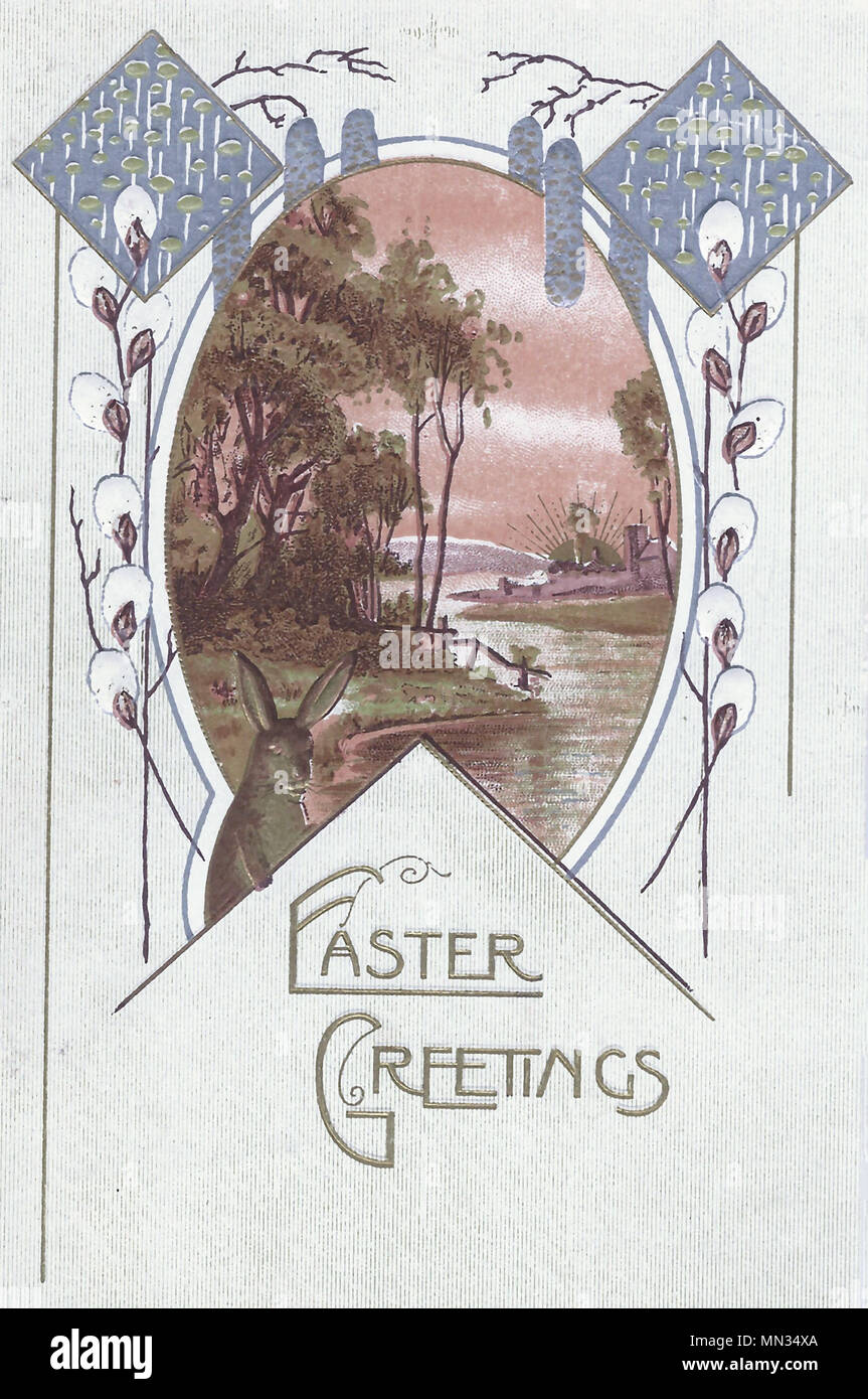 Vintage Easter Greetings Card Stock Photo