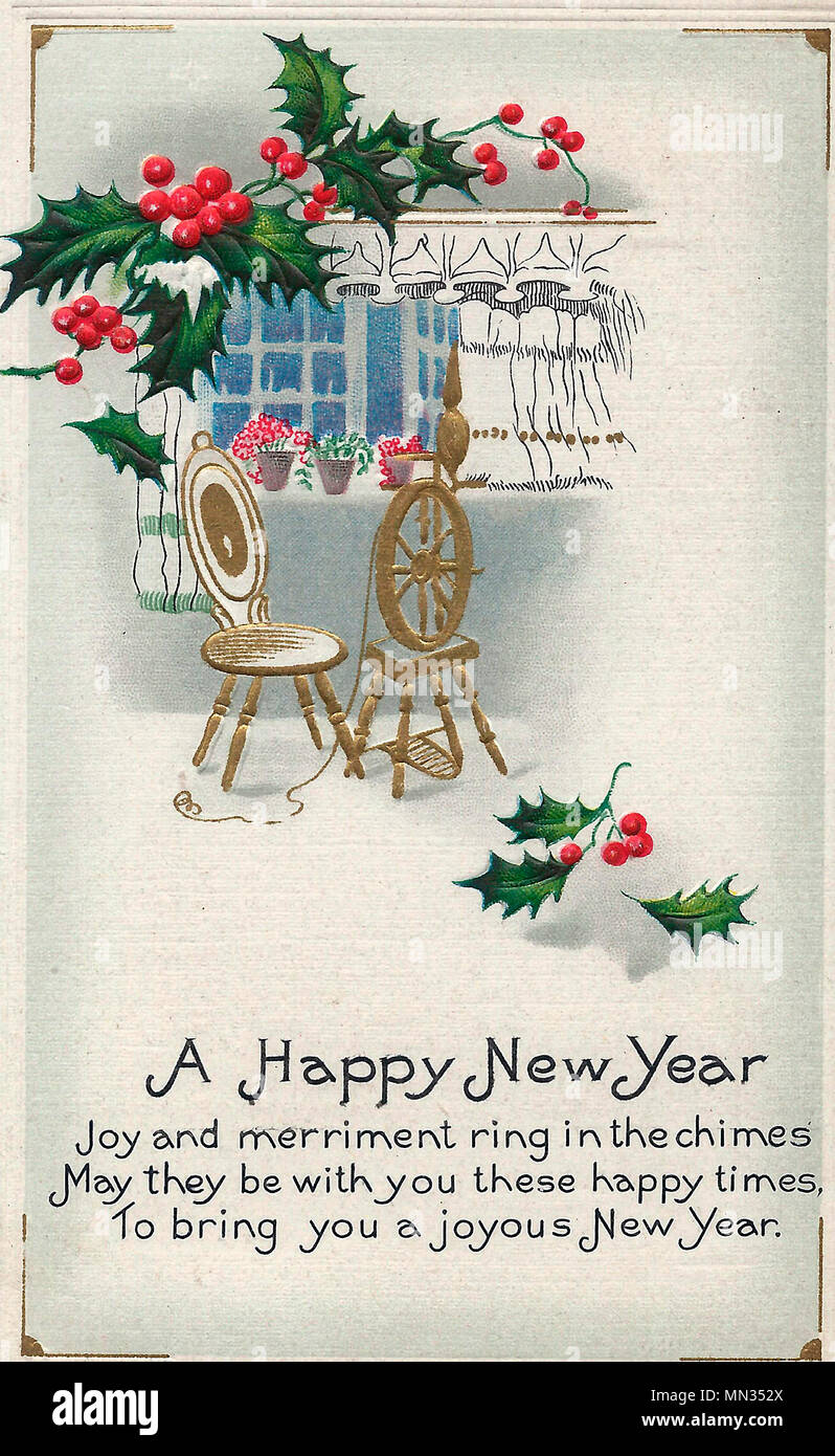 A Vintage Happy New Year Card Stock Photo