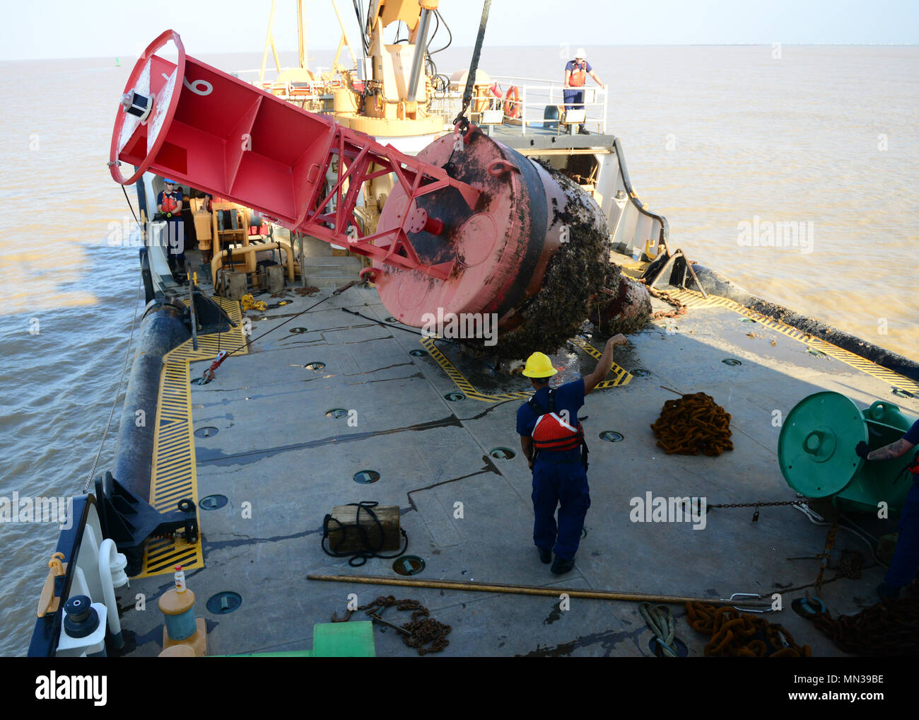 Crewmembers aboard the Coast Guard Cutter Harry Claiborne, a 175foot