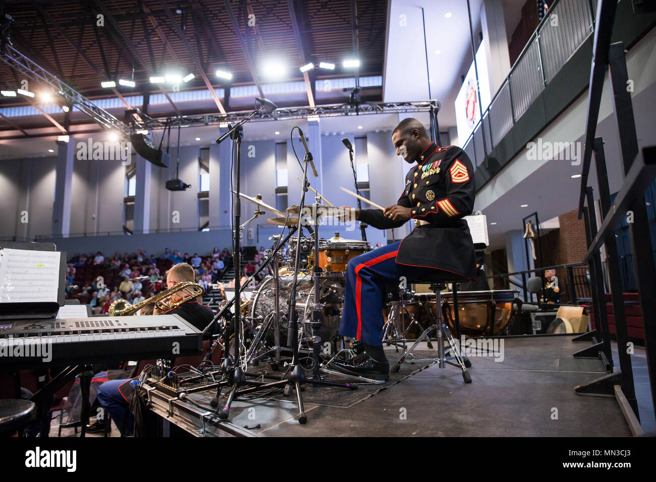 U.S. Marines with the Quantico Marine Band perform for a concert held
