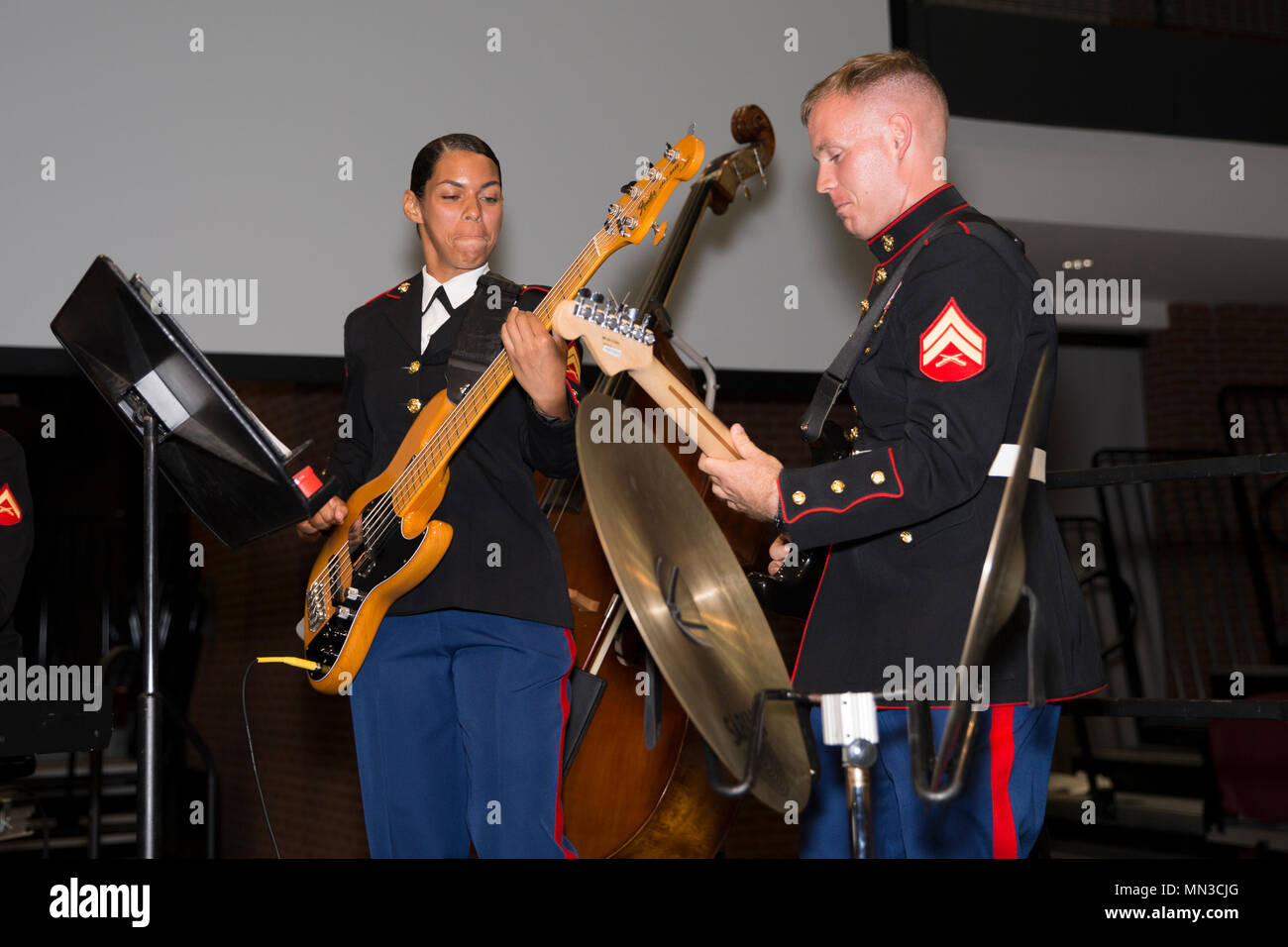 U.S. Marines with the Quantico Marine Band perform for a concert held at Roanoke College, Salem, Va. Aug. 28, 2017. The concert was part of a free annual summer concert series. (U.S. Marine Corps photo by Lance Cpl. Cristian L. Ricardo) Stock Photo