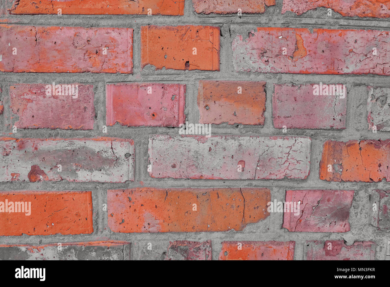 Exterior red brick wall close up. Loft background Stock Photo