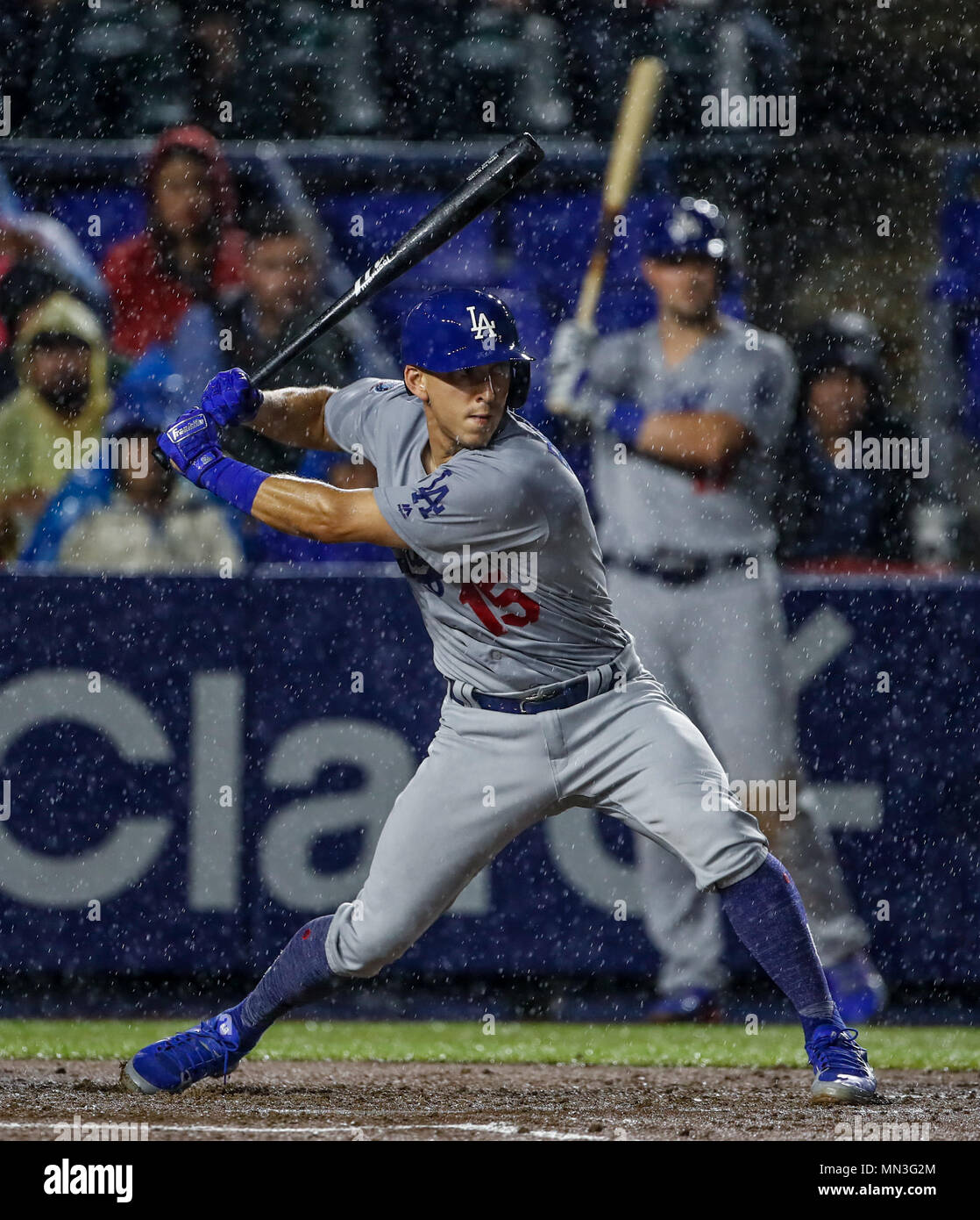 Austin Barnes, durante el partido de beisbol de los Dodgers de Los Angeles  contra Padres de San Diego, durante el primer juego de la serie las Ligas  Mayores del Beisbol en Monterrey