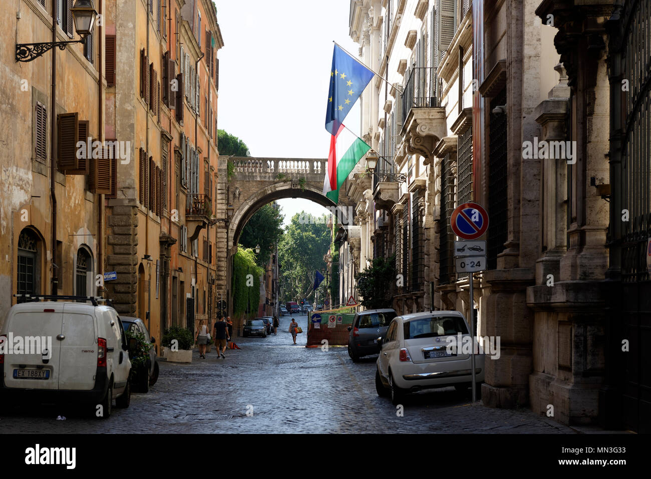 The Arco Farnese, an arched bridge on Via Giulia, one of the most ...