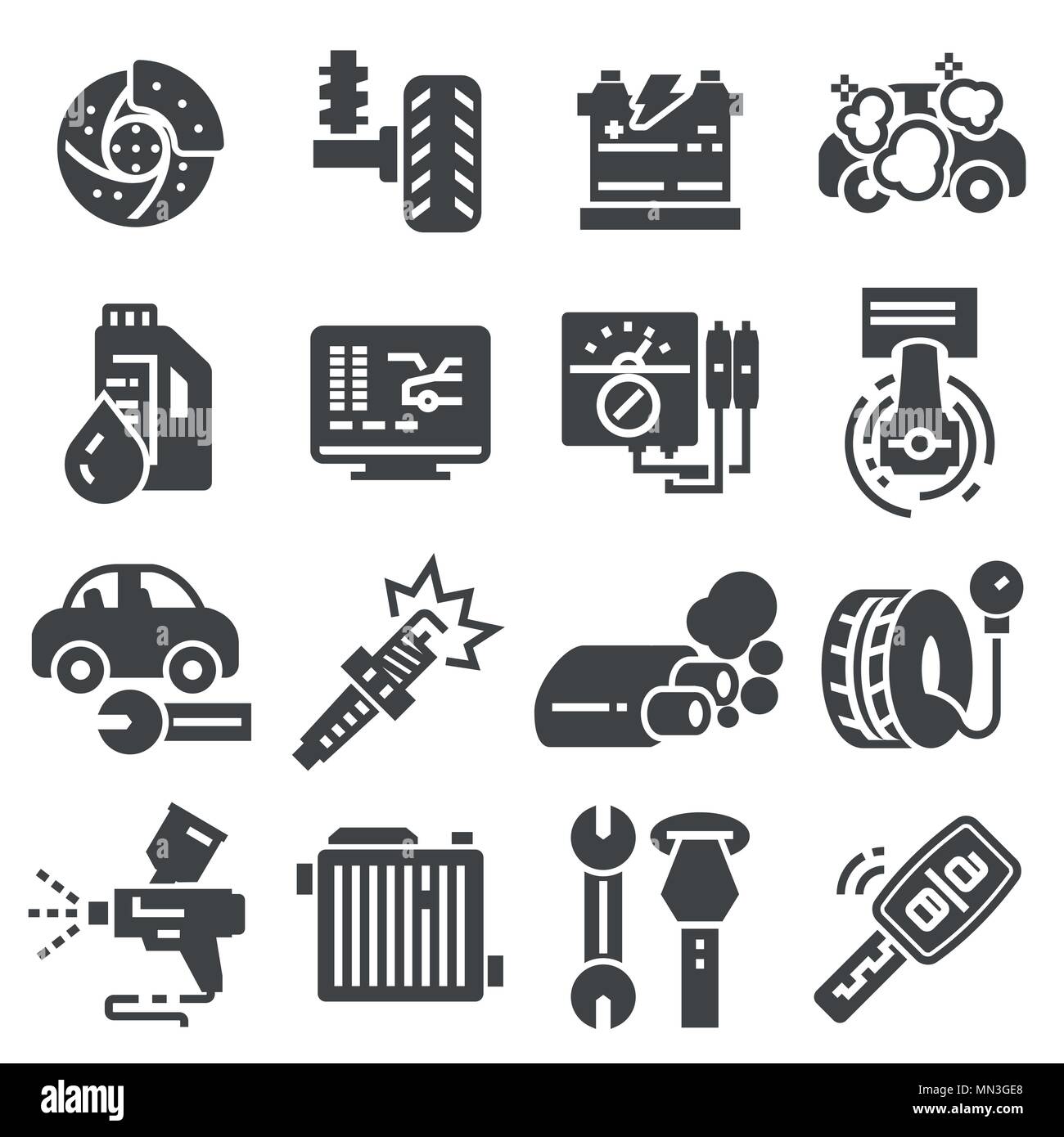 Set Vector Line Icons With Open Path Car Service Auto Repair And