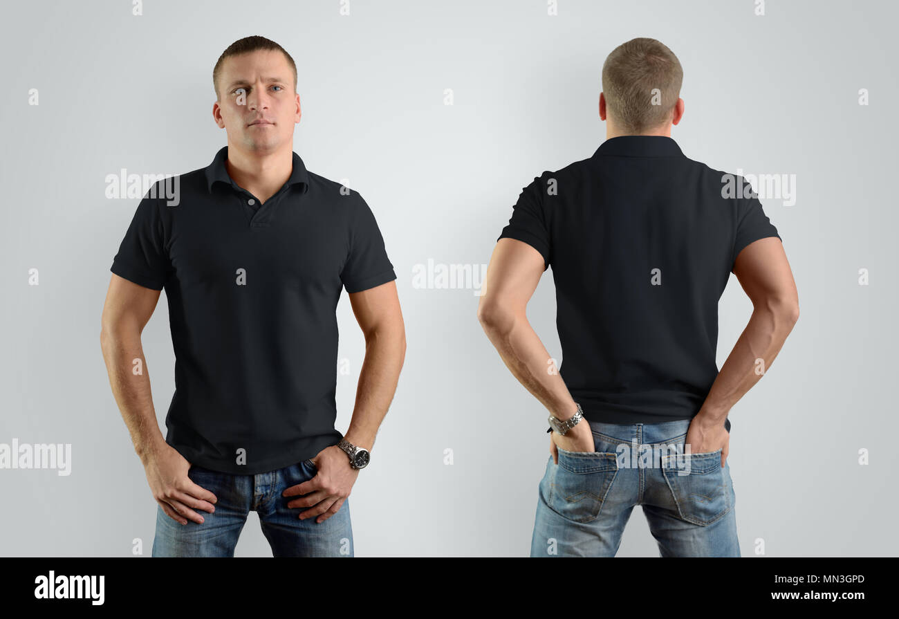 black polo shirt back and front