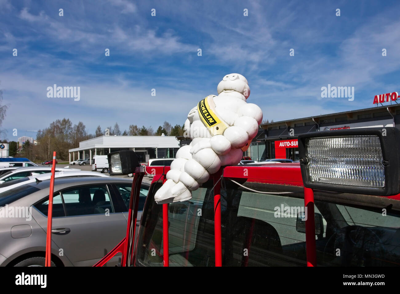 The Michelin bibendum that was mounted on the top of the windshield of the  breakdown trucks Stock Photo - Alamy