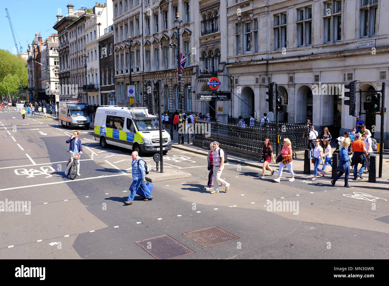 Westminster Station Parliament Street Westminster London Stock Photo