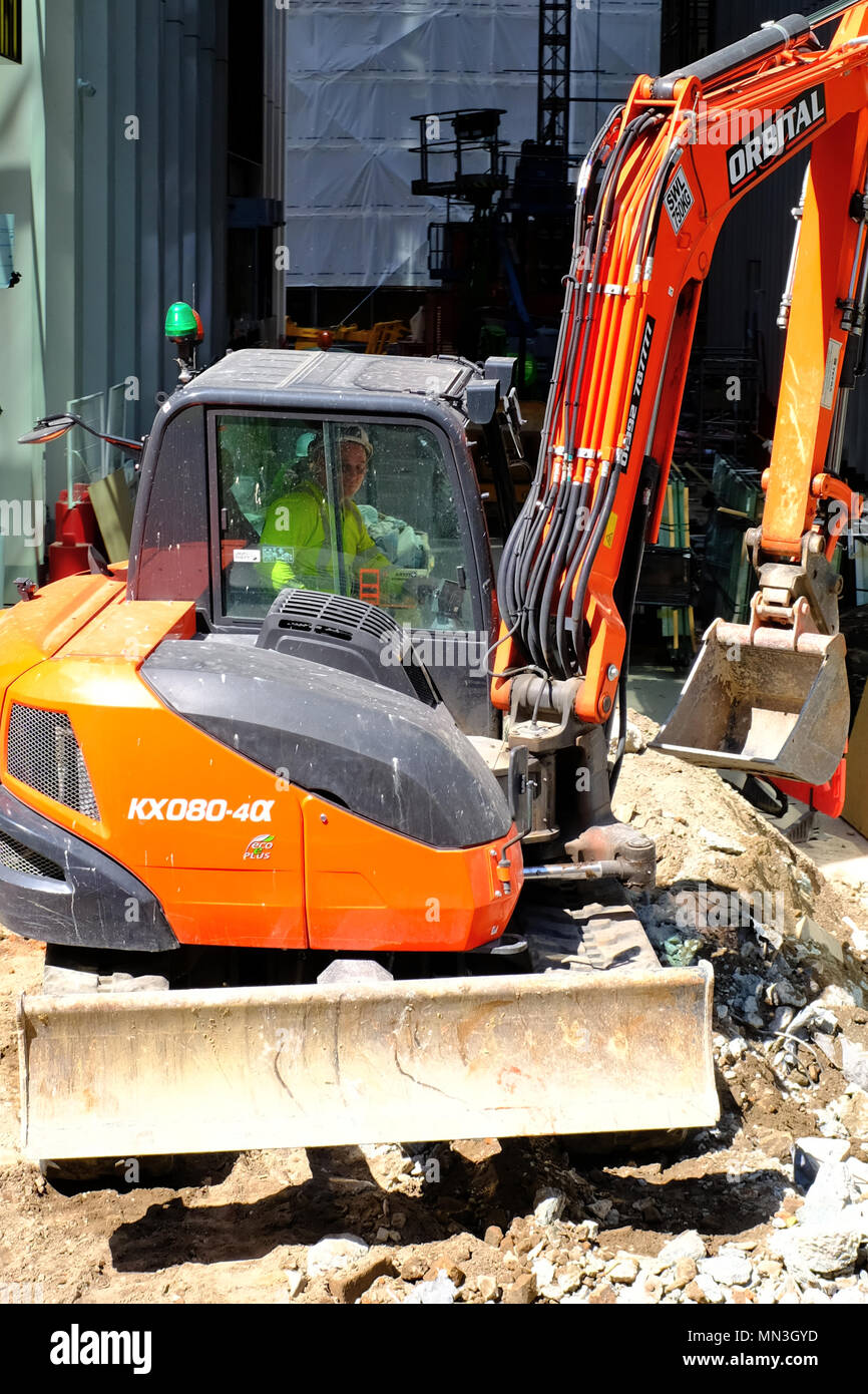 Construction digger on York Street London Stock Photo Alamy