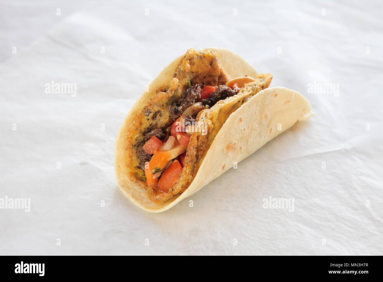 Beef omelette taco Stock Photo