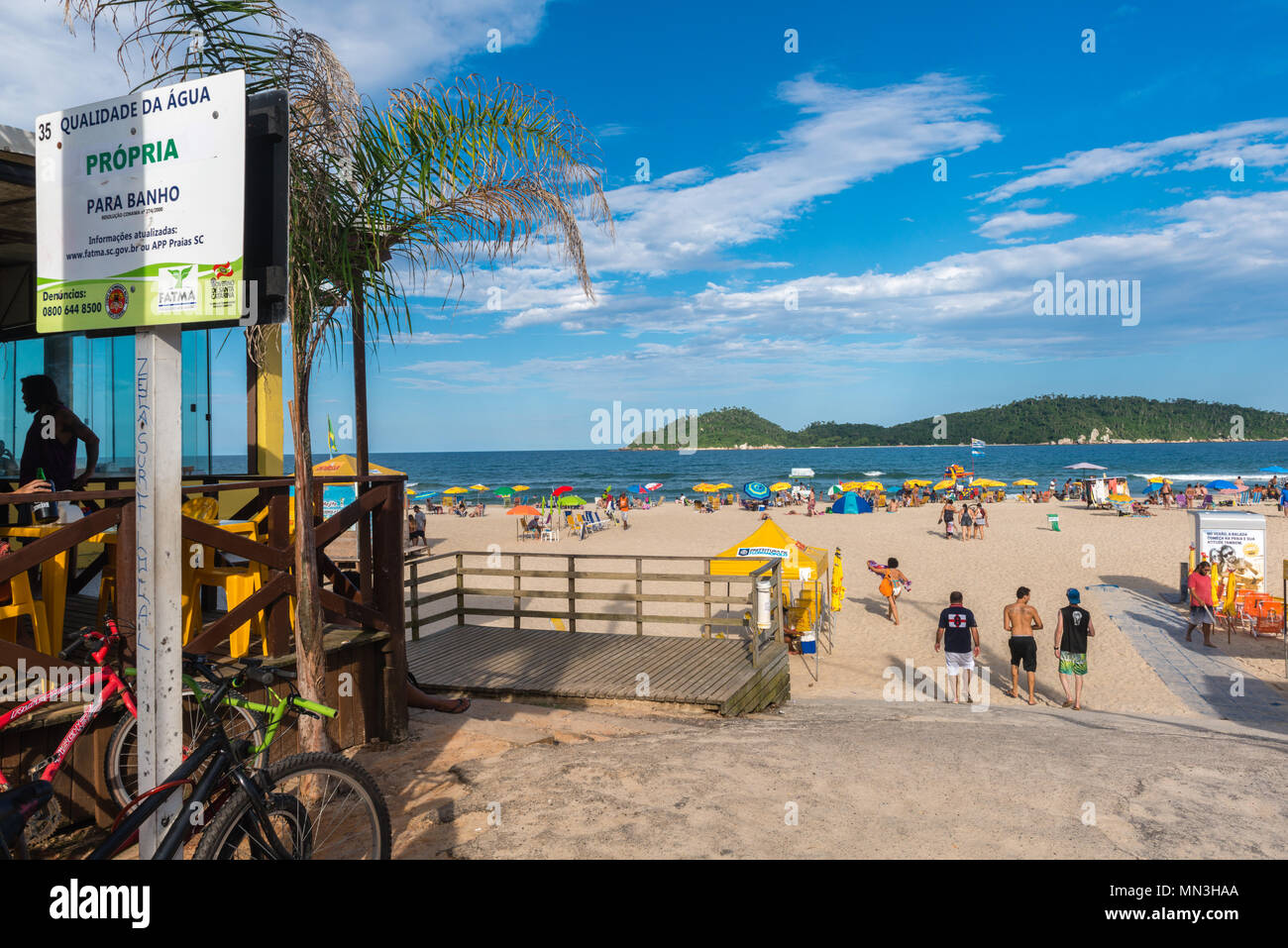 Beach "Praia do Campeche" on the Atlantic island of "Ilha de Santa Catarina", Florianópolis, Santa Catarina, Brazil, Latin America Stock Photo
