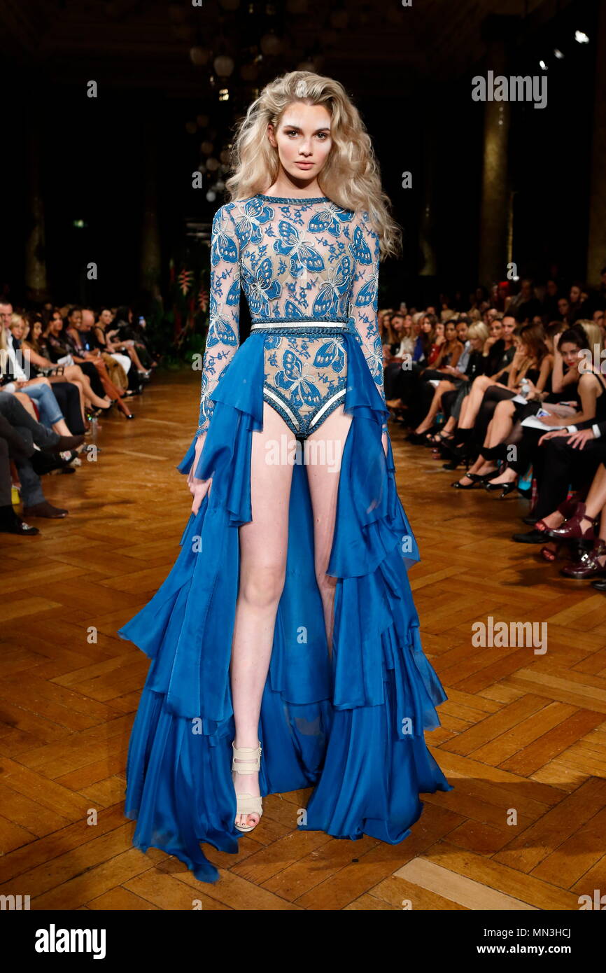 LONDON, ENGLAND - SEPTEMBER 18: A model walks the runway at the Kristian Aadnevik show during London Fashion Week Spring/Summer collections 2016/2017 on September 18, 2016 in London, United Kingdom. Stock Photo