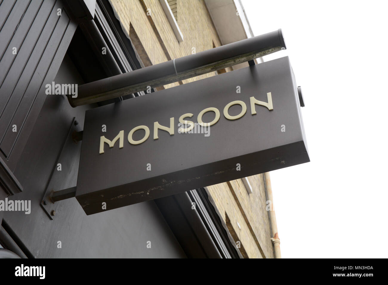 Monsoon signs at branch of the women's clothing chain of shops Stock Photo