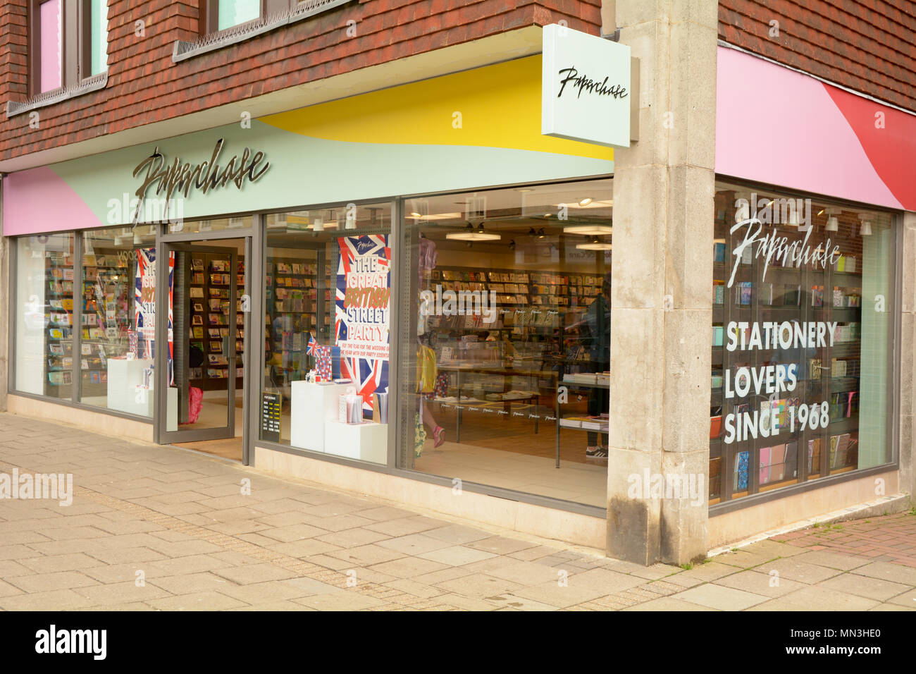 Paperchase shop - the design-led stationery chain - without people in Hitchin, Hertfordshire, England Stock Photo