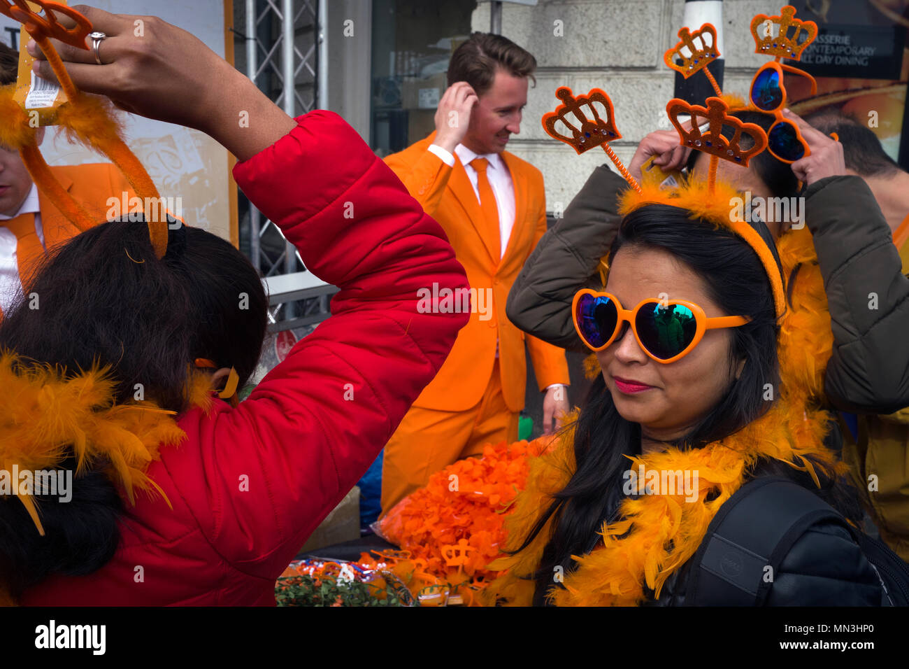 Celebration of King's Day in the city of Amsterdam Stock Photo