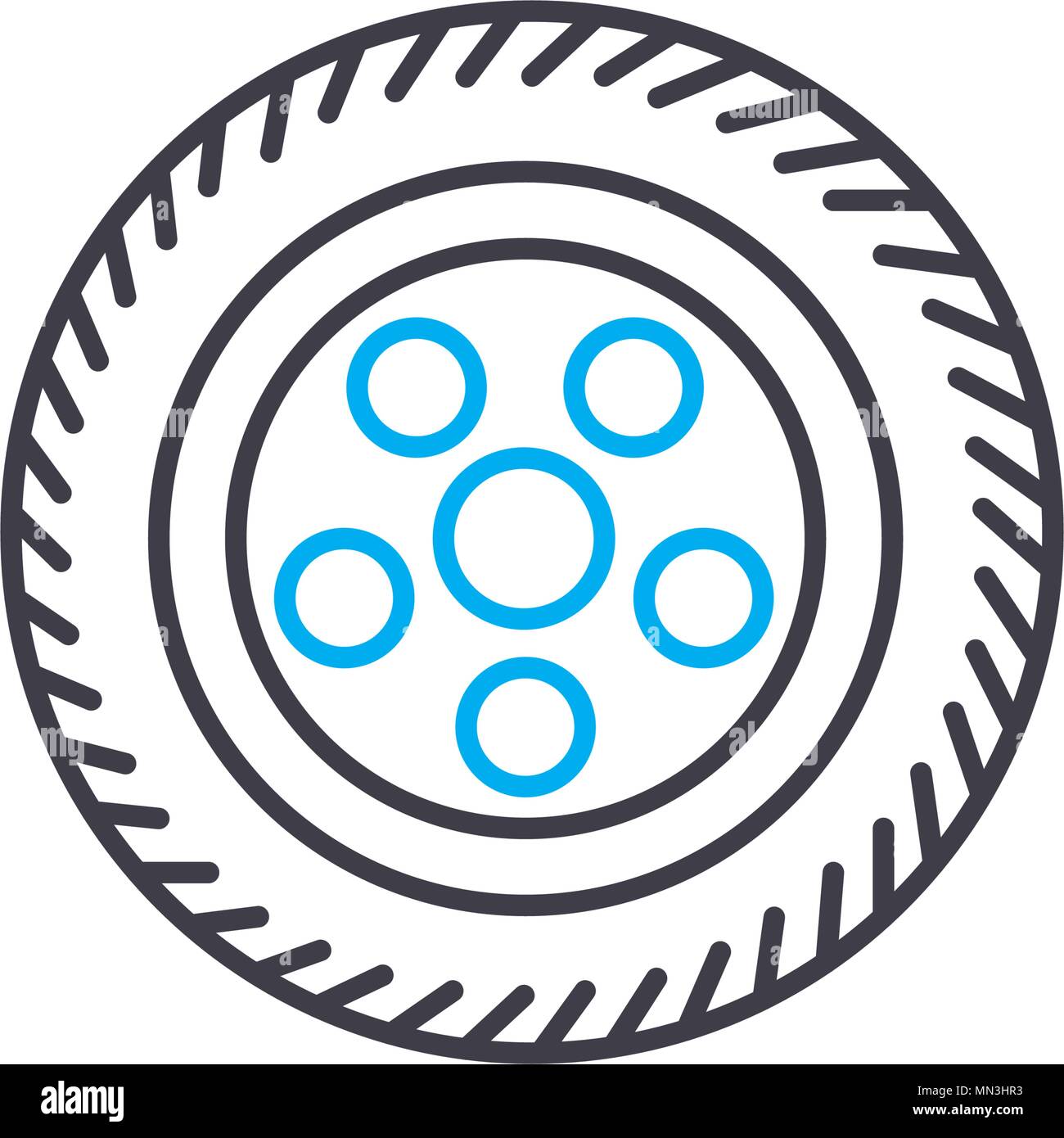 Car wheel vector thin line stroke icon. Car wheel outline illustration