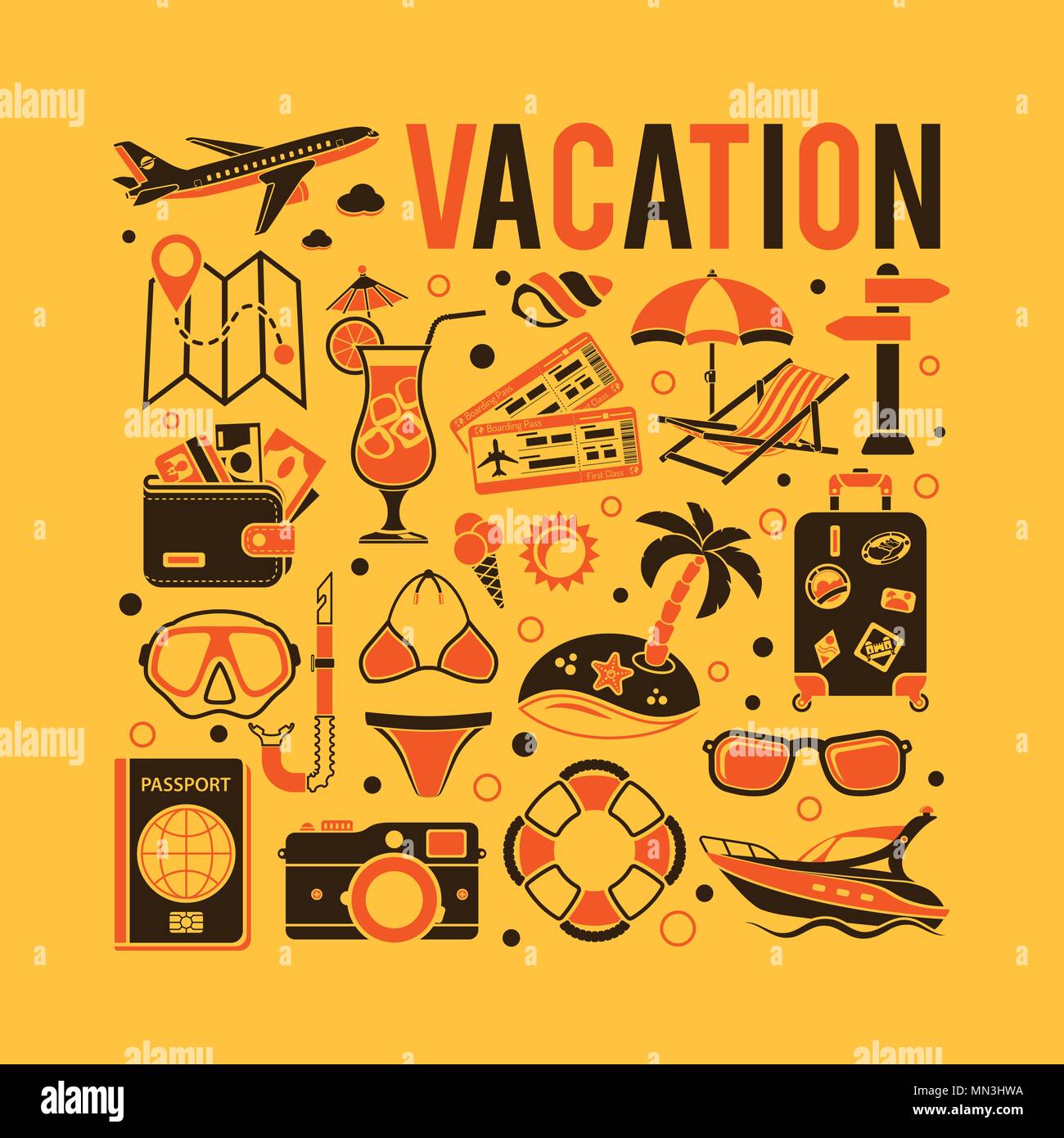 Vacation and Tourism Concept Stock Vector