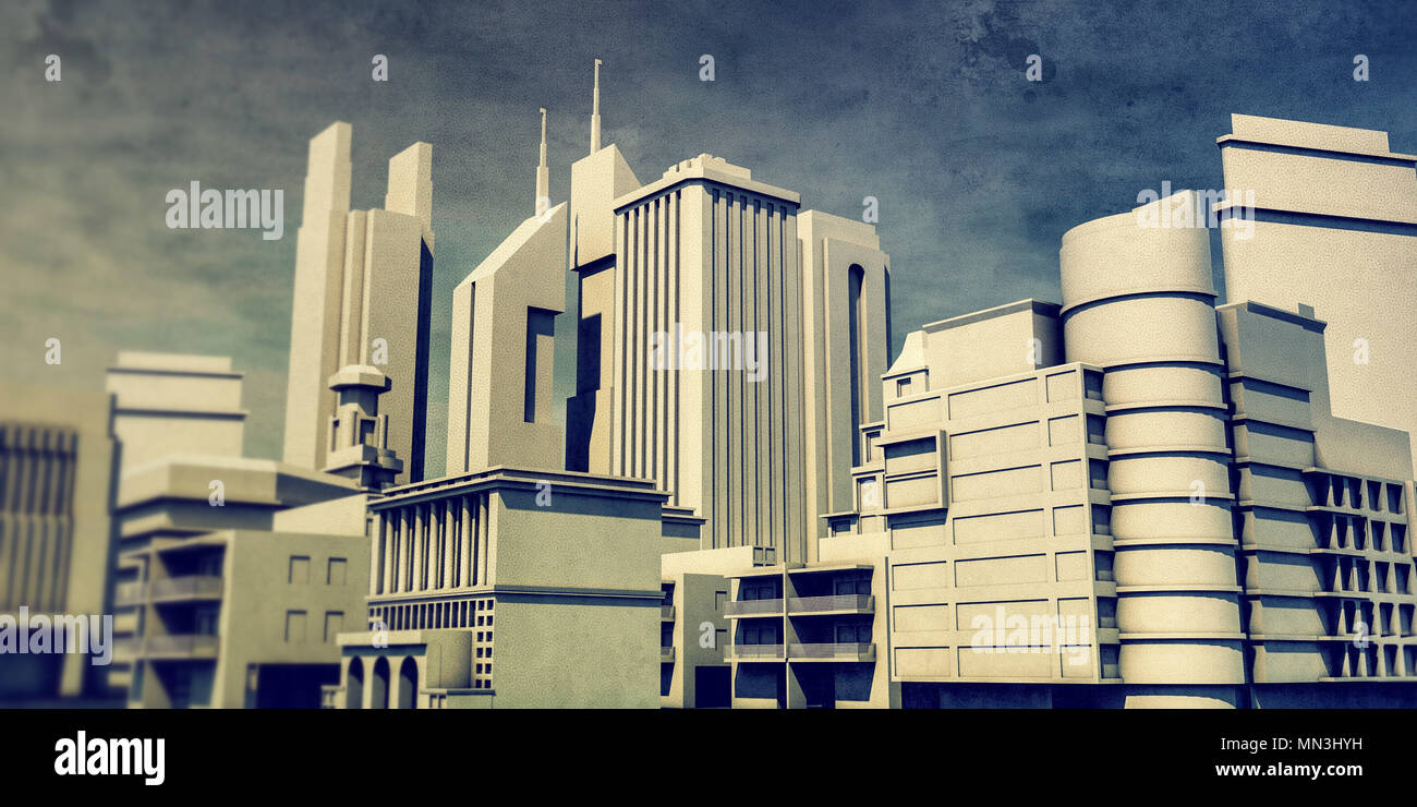 Abstract cityscape 3d model isolated hi-res stock photography and ...