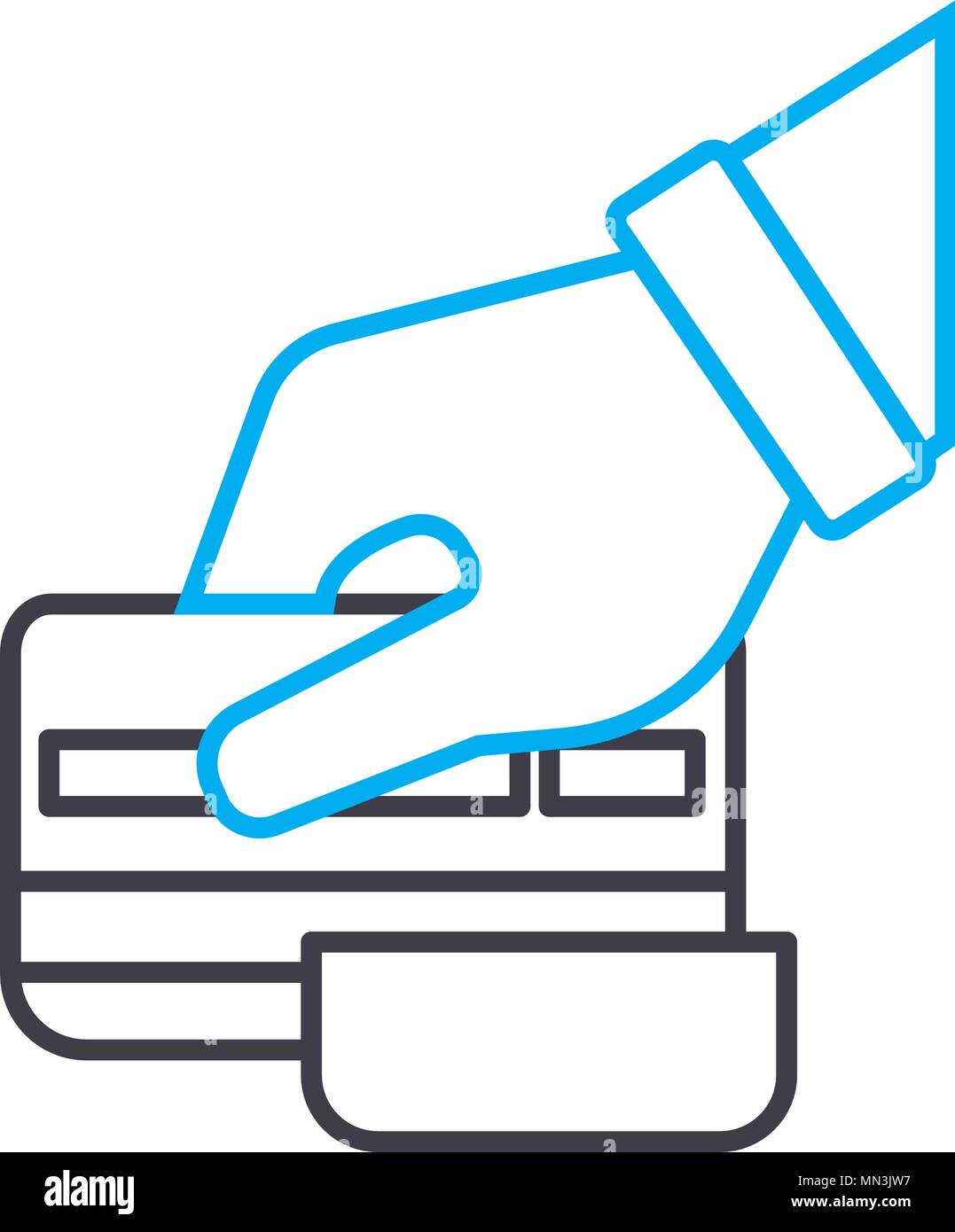 Credit card slipping vector thin line stroke icon. Credit card slipping ...
