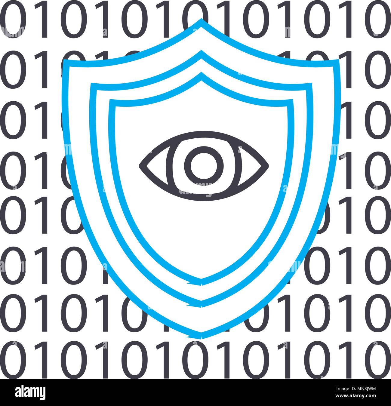 Cyber insurance vector thin line stroke icon. Cyber insurance outline ...