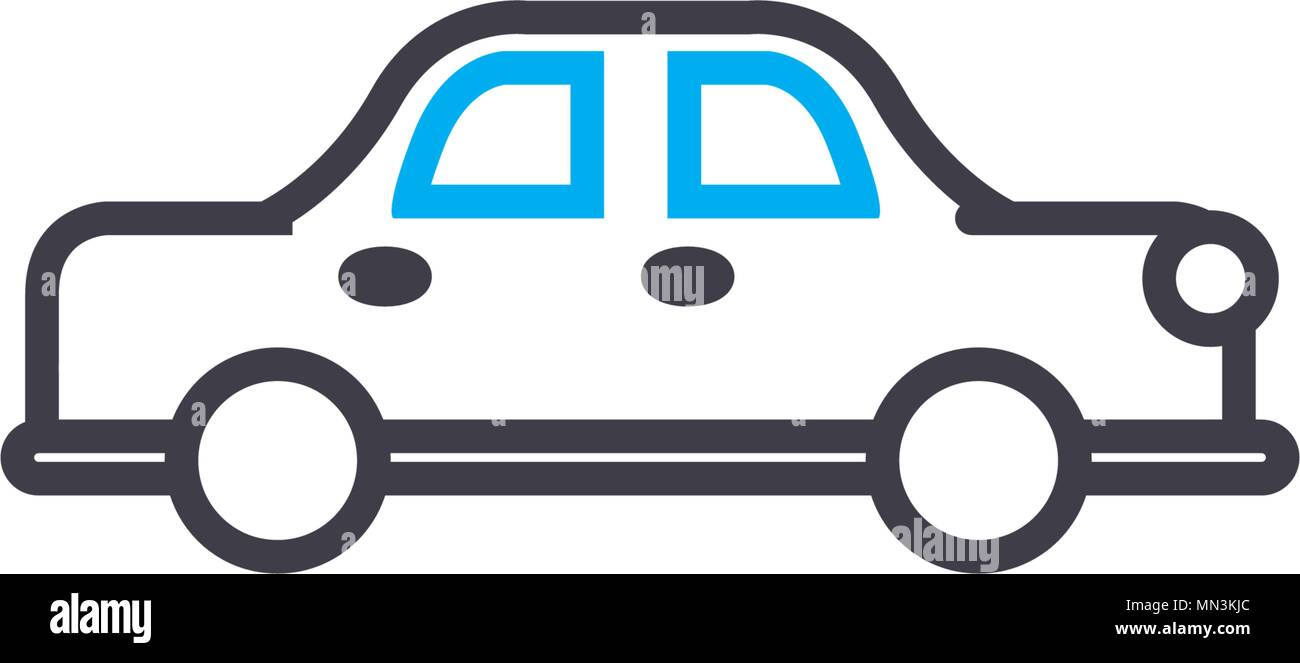 Sedan car vector thin line stroke icon. Sedan car outline illustration ...