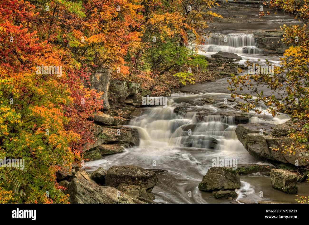 Berea Falls Ohio during peak fall colors. This cascading waterfall
