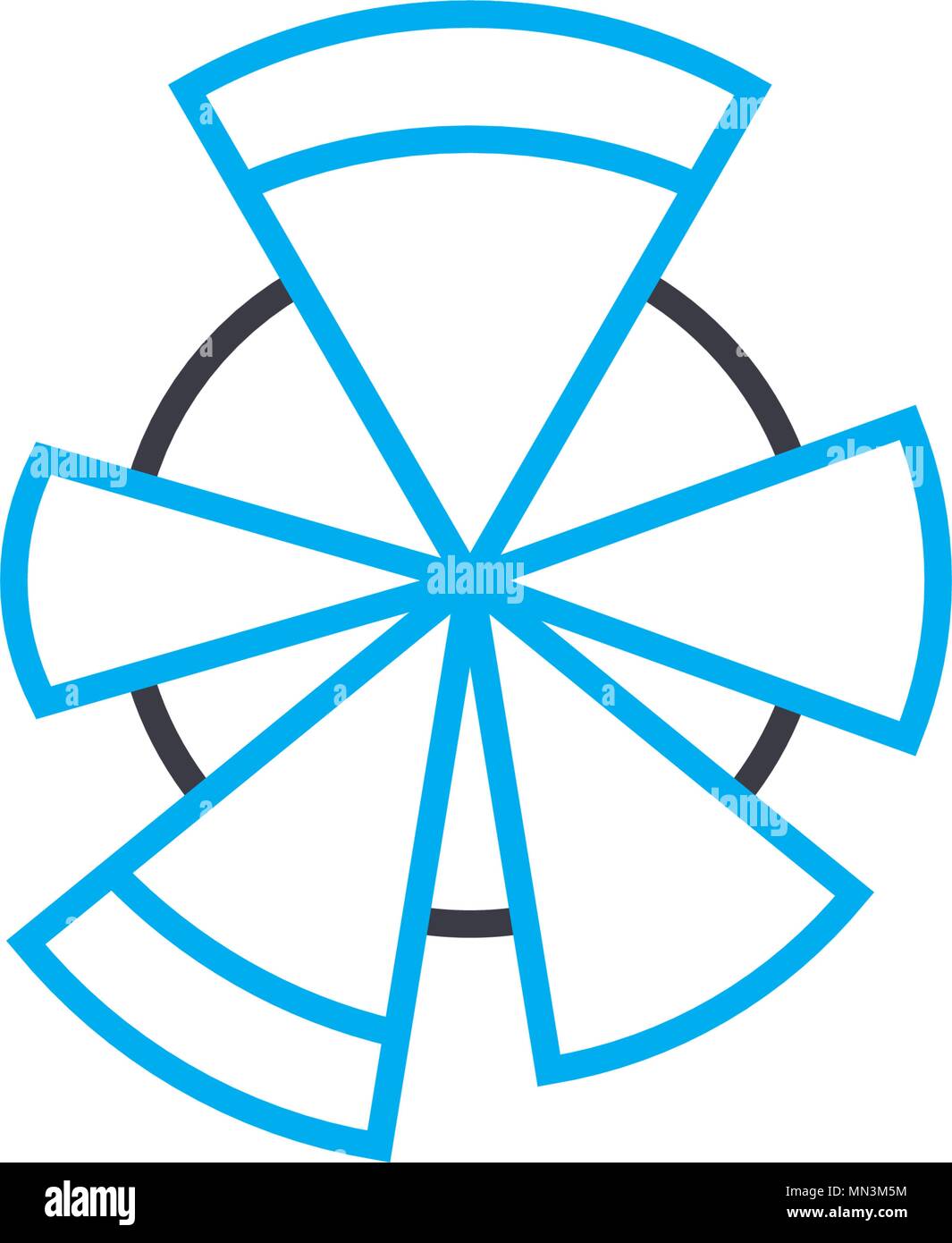 Pie chart vector thin line stroke icon. Pie chart outline illustration ...