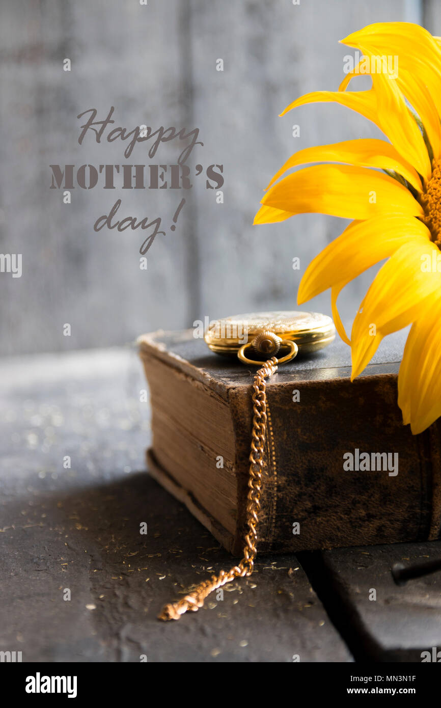 Happy Mothers Day Lettering Text And Sunflower Stock Photo Alamy Happy Mothers Day Lettering Text And Sunflower Stock Photo Alamy