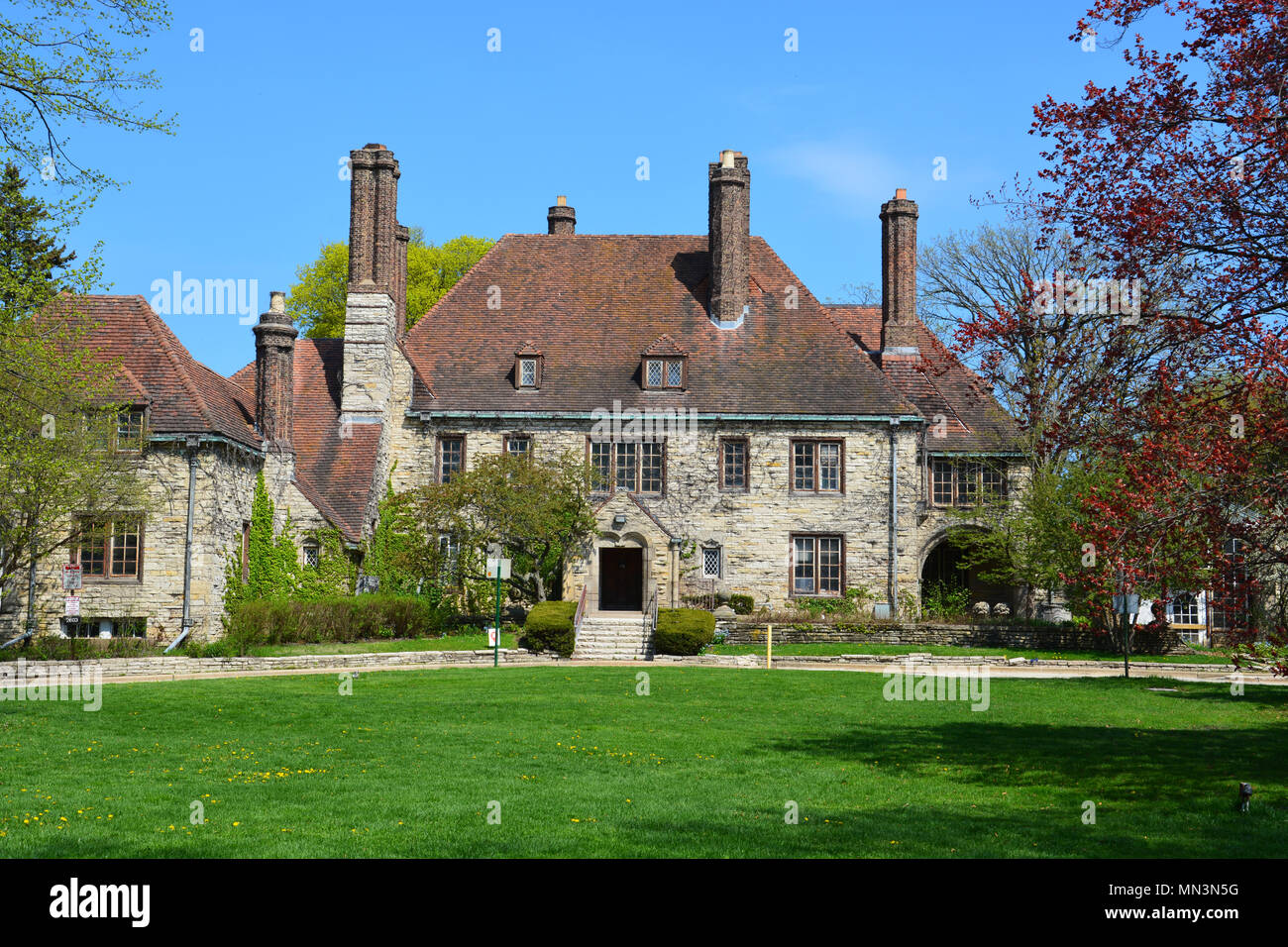 The 1920's era Harley Clark mansion located on the shores of Lake Michigan in Evanston Illinois. Stock Photo
