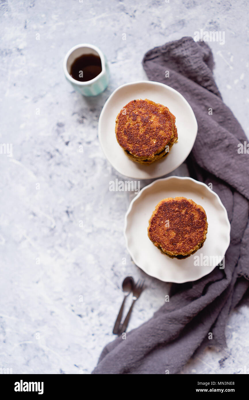 Quinoa Pancake Stack, Light Background Stock Photo