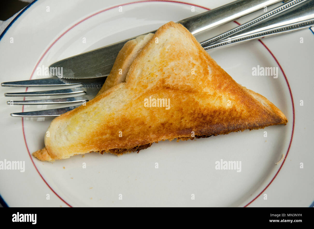 Hot sandwiches tuna on plate in restaurant at Thailand Stock Photo
